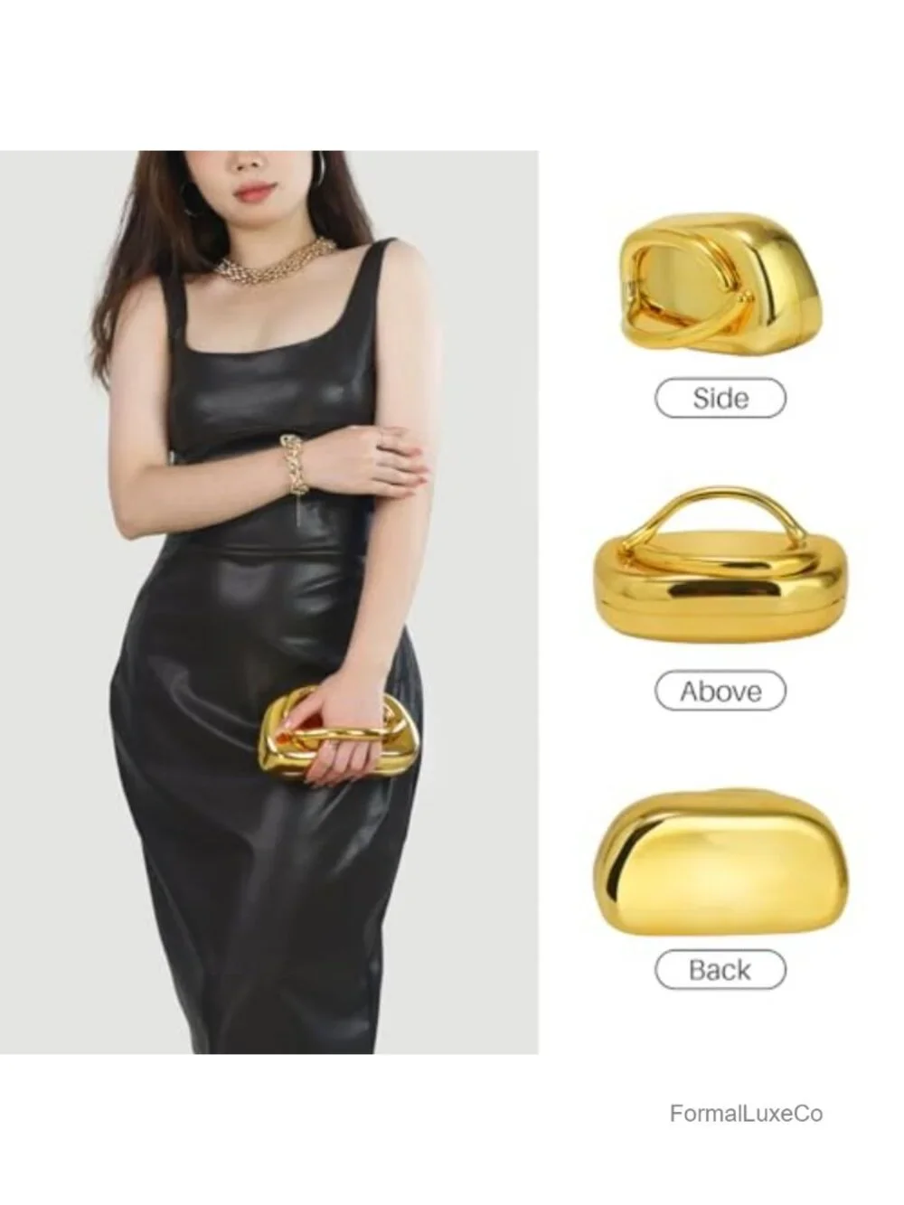 Acrylic Clutch Purse Women Metal Handle Evening Bag Wedding Party Prom Handbag